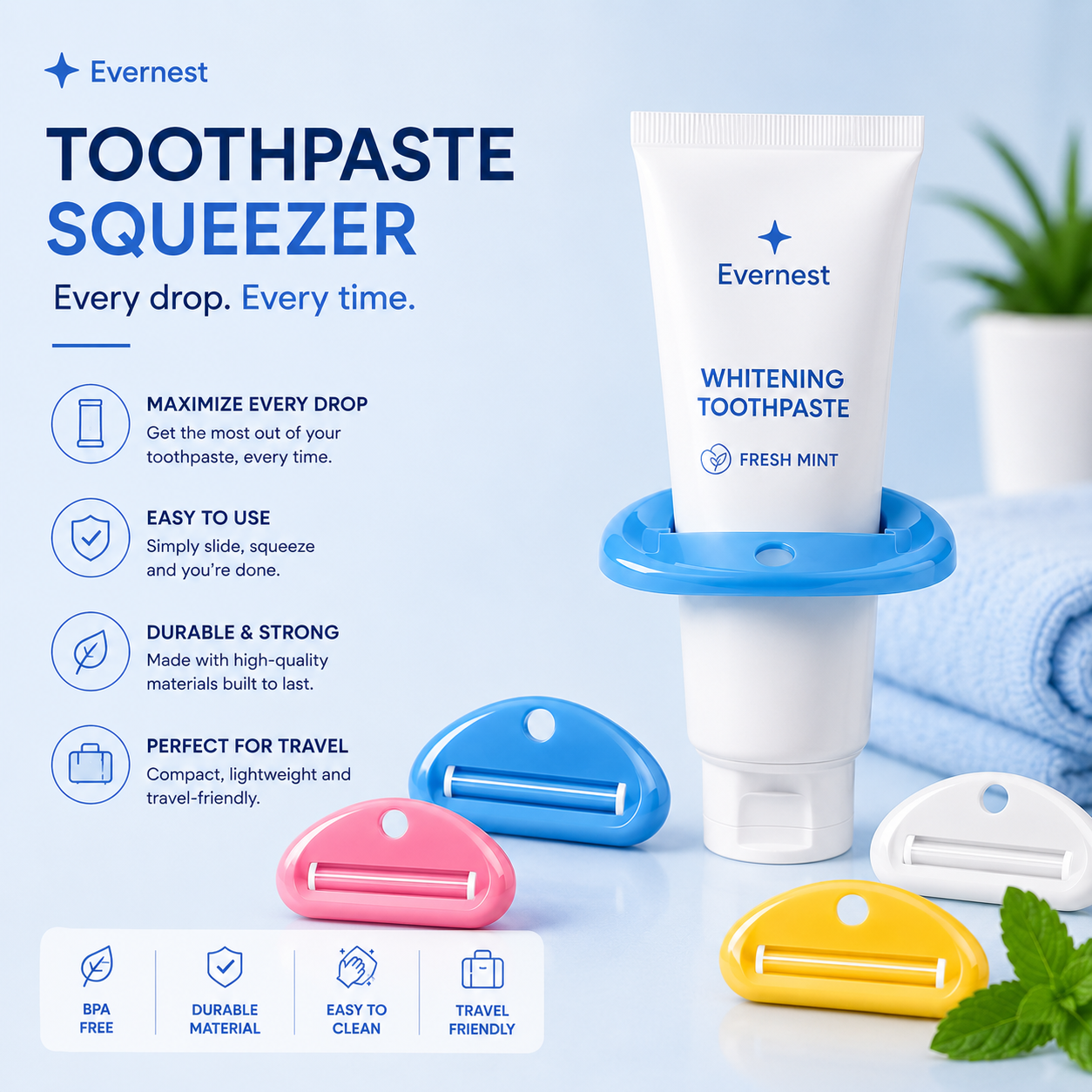 Evernest Toothpaste Squeezer (Pack of 4)