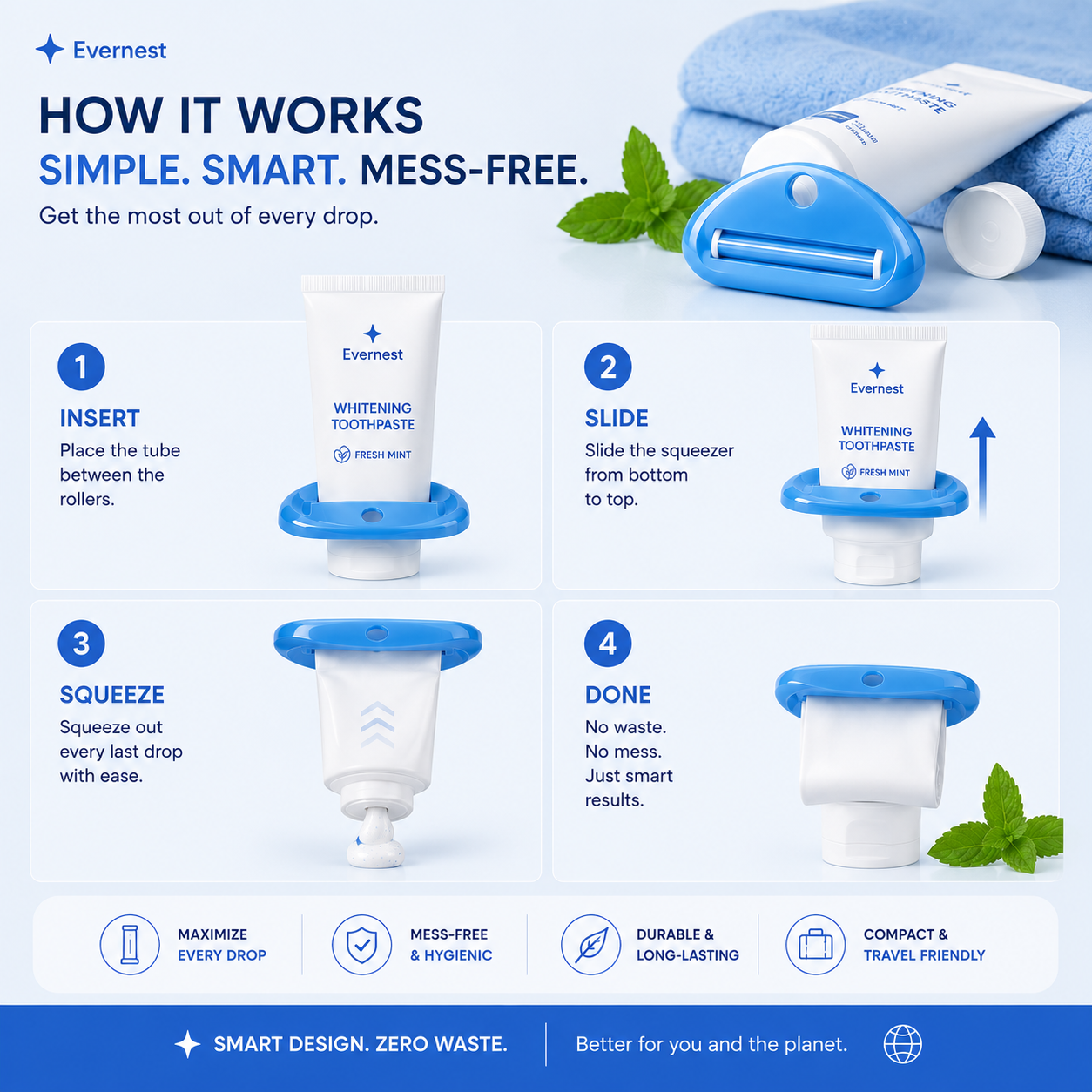 Evernest Toothpaste Squeezer (Pack of 4)